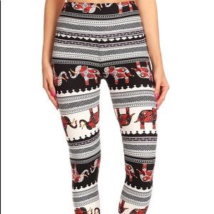 Elephant Printed Knit Legging With High Waist
